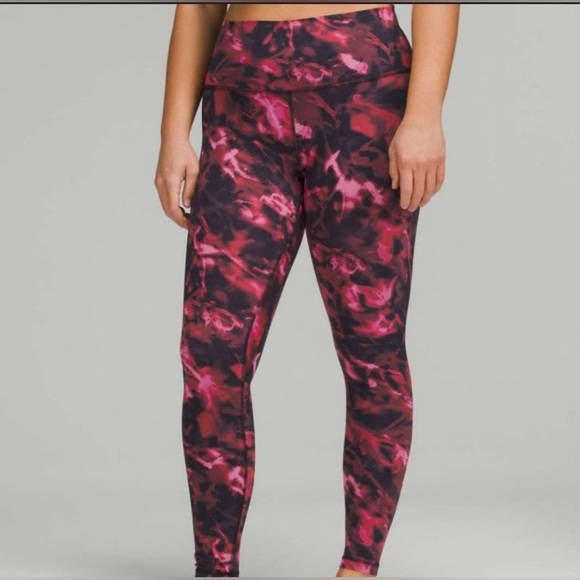 Lululemon Align High Rise Leggings Pink‎ Swirl Print Womens 20 Plus 28 Inch Long - Picture 1 of 9